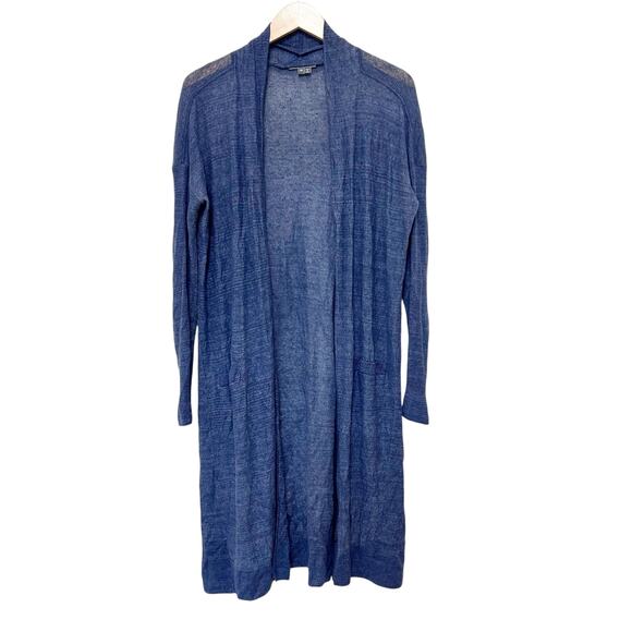 Vince Blue Linen Blend Longline Cardigan Sz XS - Picture 1 of 6